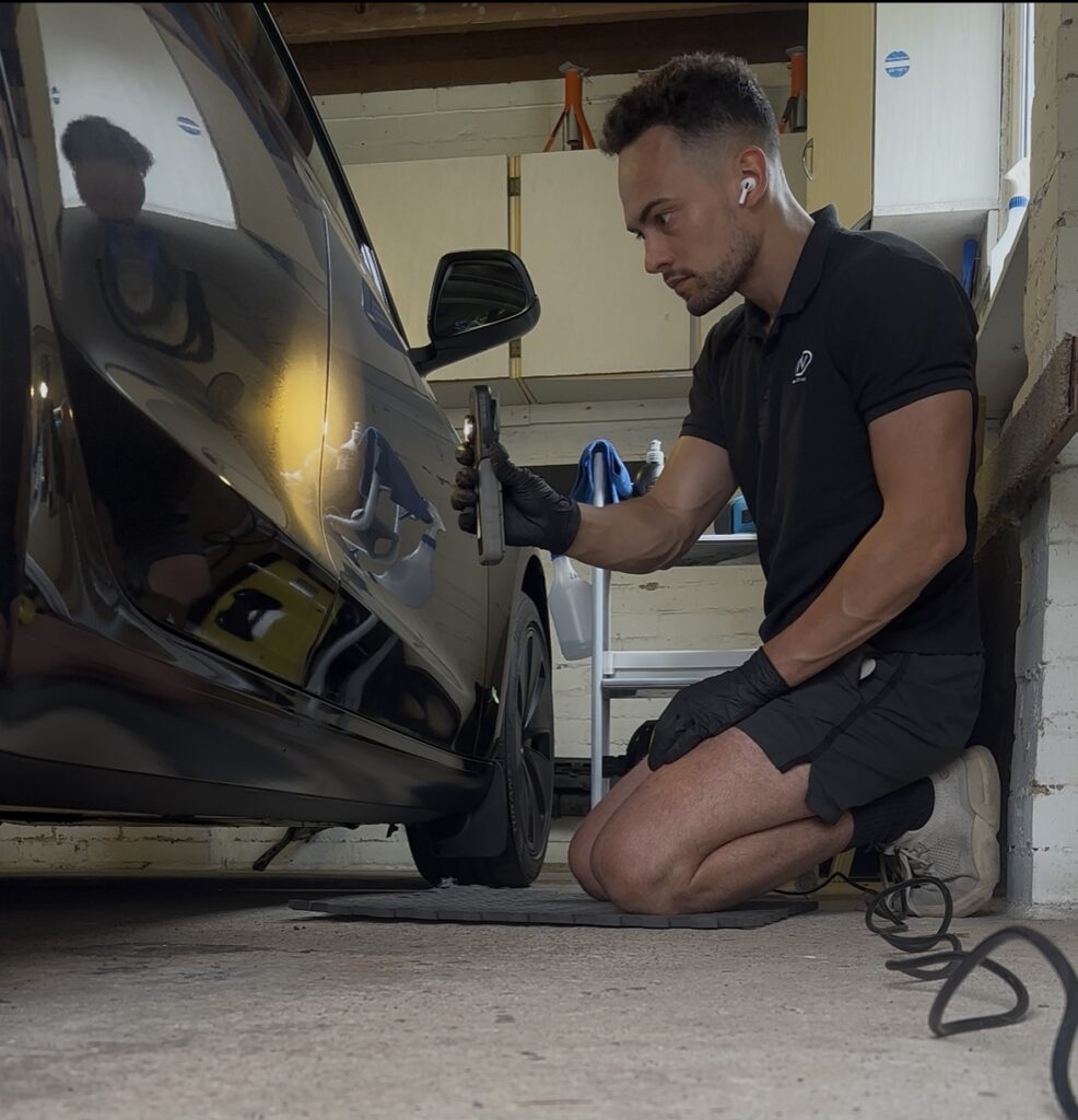 Inspecting paintwork using an inpection light prior to paint correction